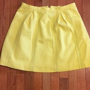 JCrew Women’s skirt. Size 8. Lace detail. Yellow.